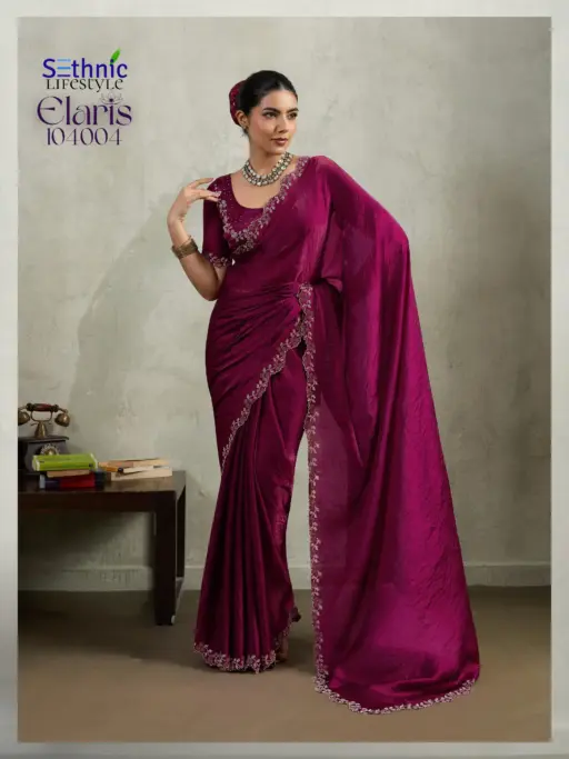 Sethnic Elaris Velvet Chiffon Wholesale Designer Party Wear Saree Collection - Image 6