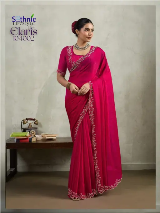 Sethnic Elaris Velvet Chiffon Wholesale Designer Party Wear Saree Collection - Image 3