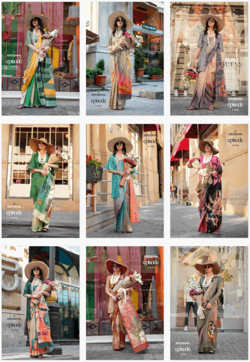 Kreshva Episode Silk Modern Digital Print Wholesale Party Wear Sarees Collection - Image 10