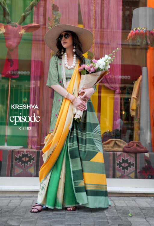 Kreshva Episode Silk Modern Digital Print Wholesale Party Wear Sarees Collection - Image 2