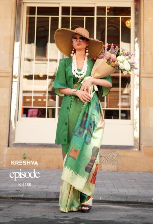 Kreshva Episode Silk Modern Digital Print Wholesale Party Wear Sarees Collection - Image 3