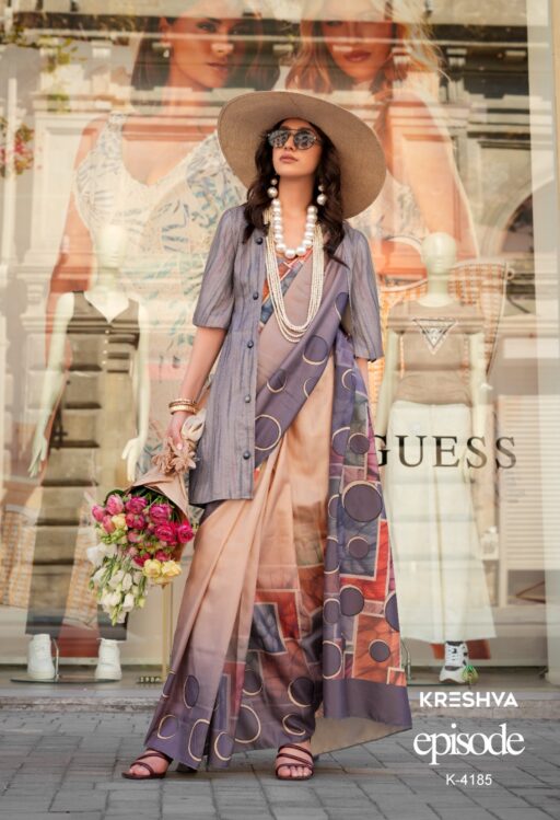 Kreshva Episode Silk Modern Digital Print Wholesale Party Wear Sarees Collection - Image 4