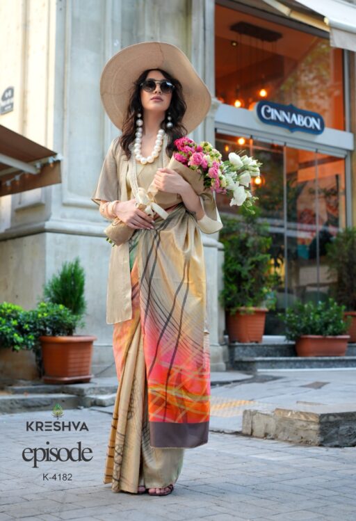 Kreshva Episode Silk Modern Digital Print Wholesale Party Wear Sarees Collection - Image 5