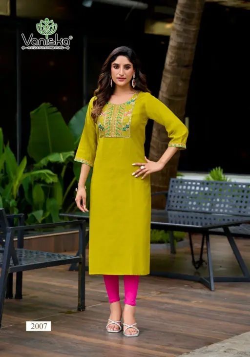 Vaniska Five Star Vol 2 Vatican Silk Embroidery Work Wholesale Kurti Collection - Image 5