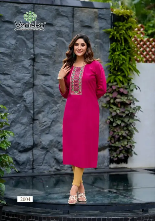 Vaniska Five Star Vol 2 Vatican Silk Embroidery Work Wholesale Kurti Collection - Image 4