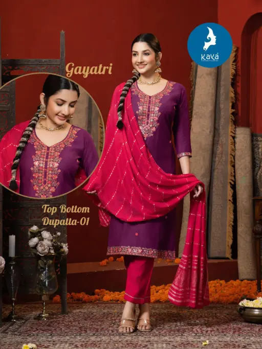 Kaya Gayatri Roman Doby Wholesale Readymade Suit Collection - Image 4