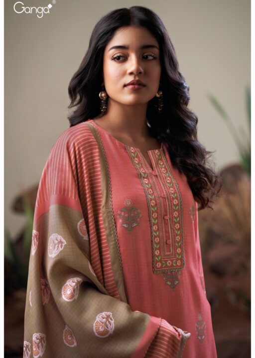 Ganga Danika 3812 Wool Pashmina Printed Embroidery Wholesale Salwar Kameez Collection