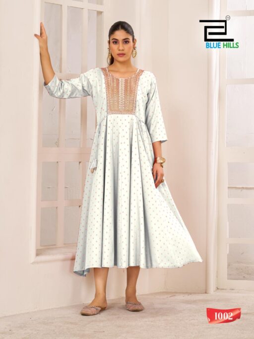 Blue Hills Golden Duck Rayon 14kg Wholesale Anarkali Gown Collection - Image 9