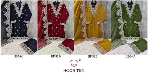 Hoor Tex HF-96 C To F Heavy Chiffon Wholesale Readymade Pakistani Suit Collection - Image 9