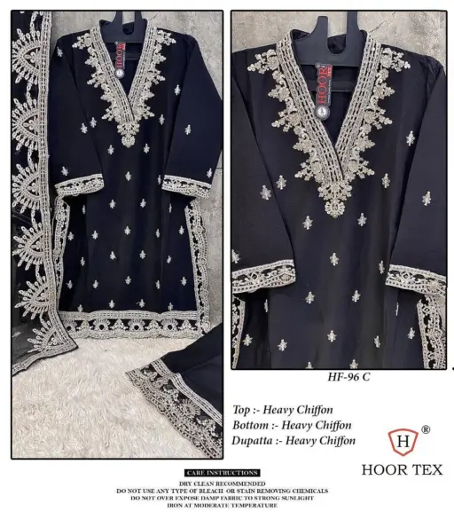 Hoor Tex HF-96 C To F Heavy Chiffon Wholesale Readymade Pakistani Suit Collection - Image 2