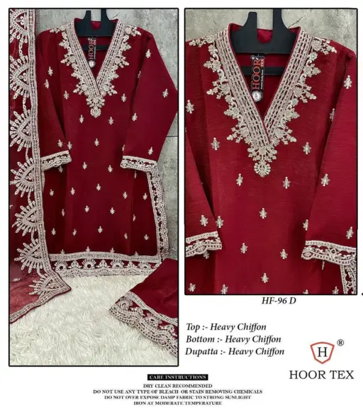 Hoor Tex HF-96 C To F Heavy Chiffon Wholesale Readymade Pakistani Suit Collection - Image 3