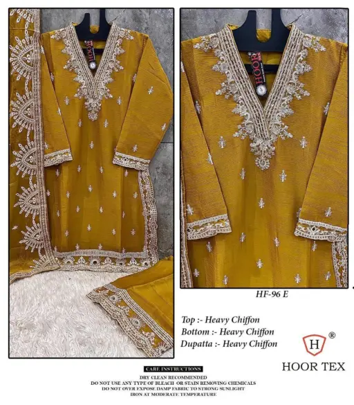Hoor Tex HF-96 C To F Heavy Chiffon Wholesale Readymade Pakistani Suit Collection - Image 4