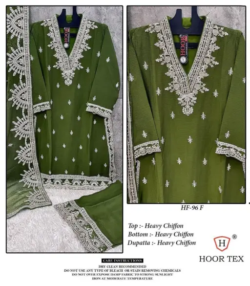 Hoor Tex HF-96 C To F Heavy Chiffon Wholesale Readymade Pakistani Suit Collection - Image 5