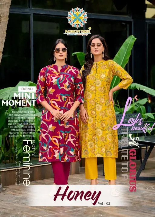 Passion Tree By Honey Vol 2 Vetican Wholesale Print Kurti Pant Collection