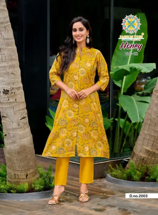 Passion Tree By Honey Vol 2 Vetican Wholesale Print Kurti Pant Collection - Image 3
