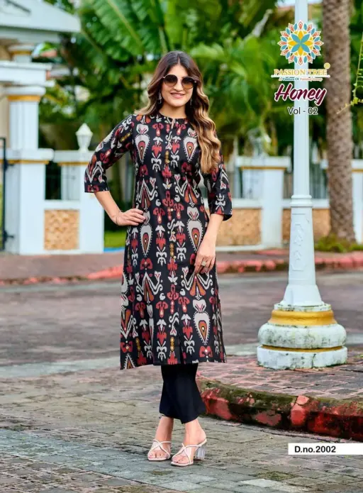 Passion Tree By Honey Vol 2 Vetican Wholesale Print Kurti Pant Collection - Image 4