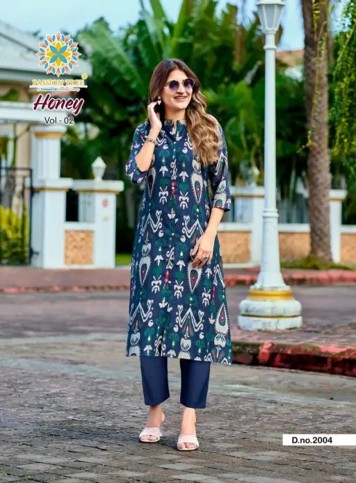 Passion Tree By Honey Vol 2 Vetican Wholesale Print Kurti Pant Collection - Image 5