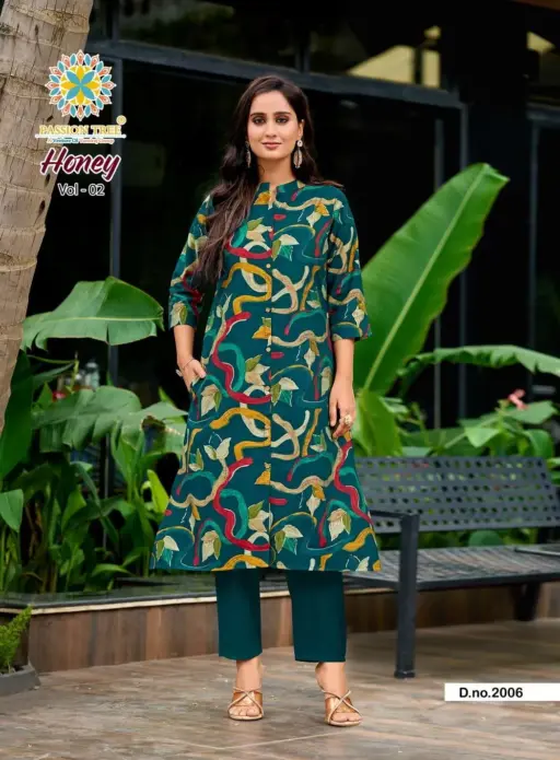 Passion Tree By Honey Vol 2 Vetican Wholesale Print Kurti Pant Collection - Image 6