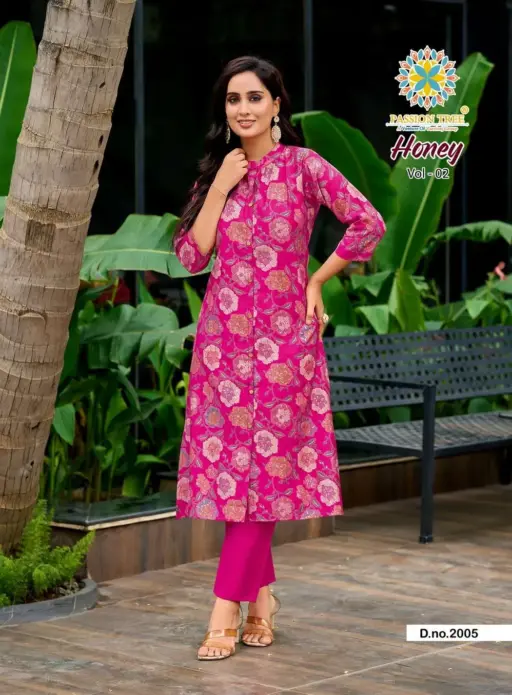 Passion Tree By Honey Vol 2 Vetican Wholesale Print Kurti Pant Collection - Image 7