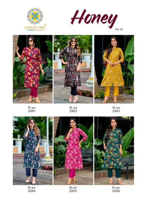 Passion Tree By Honey Vol 2 Vetican Wholesale Print Kurti Pant Collection - Image 8