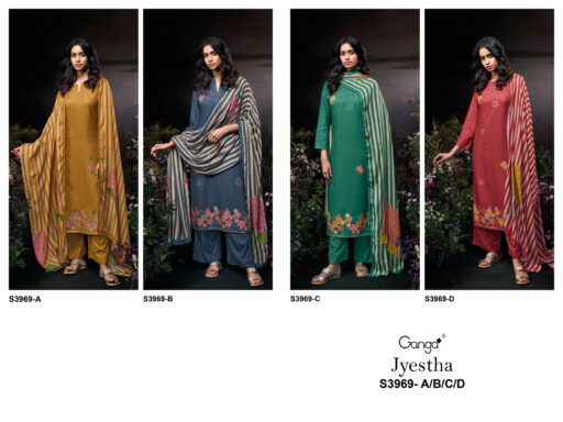 Ganga Jyestha 3969 Pashmina Printed Handwork Wholesale Winter Wear Suit Collection - Image 7