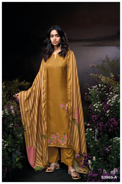 Ganga Jyestha 3969 Pashmina Printed Handwork Wholesale Winter Wear Suit Collection - Image 2
