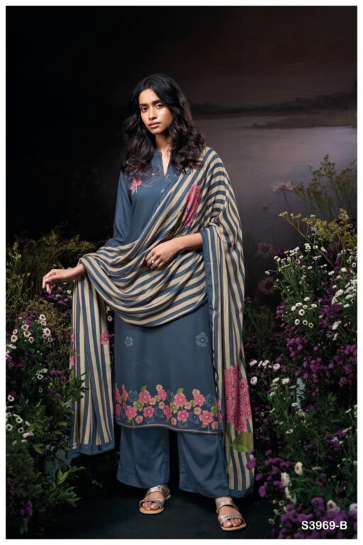 Ganga Jyestha 3969 Pashmina Printed Handwork Wholesale Winter Wear Suit Collection - Image 3