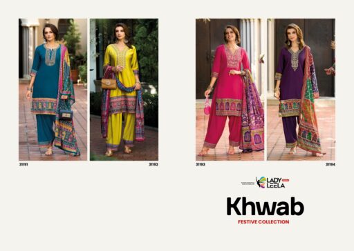 Lady Leela Khwab Viscose Silk Designer Embroidery & Handwork Wholesale Readymade Suit Collection - Image 7