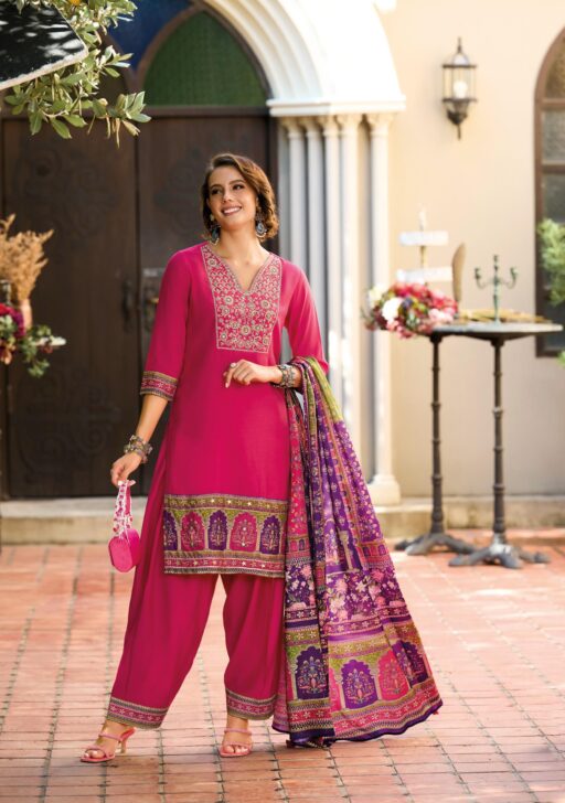 Lady Leela Khwab Viscose Silk Designer Embroidery & Handwork Wholesale Readymade Suit Collection - Image 4