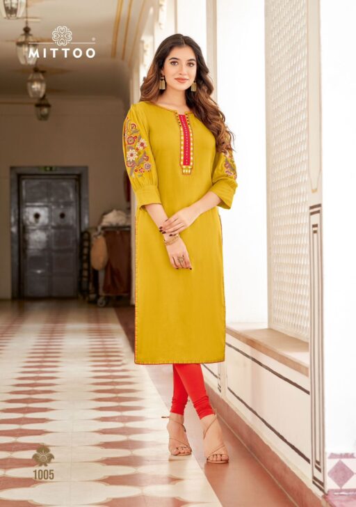 Mittoo Kaamiya Rayon Casual Wear Wholesale Kurti Collection - Image 5