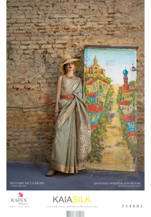 Rajtex Kaia Silk Tussar Silk Handloom Wholesale Party Wear Sarees Collection - Image 3