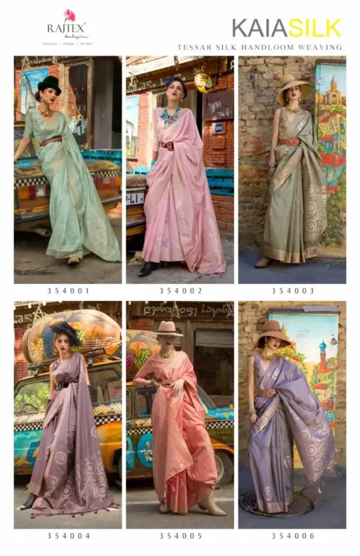 Rajtex Kaia Silk Tussar Silk Handloom Wholesale Party Wear Sarees Collection - Image 7