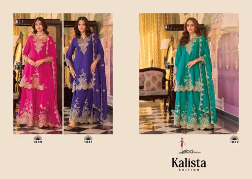 Eba Kalista Chinon Embroidery Work Wholesale Readymade Salwar Suit Collection - Image 8