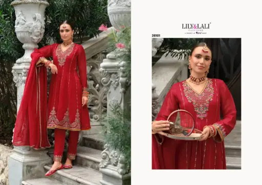 Lily And Lali Karwa Anarkali 2025 Silk Wholesale Readymade Collection - Image 7