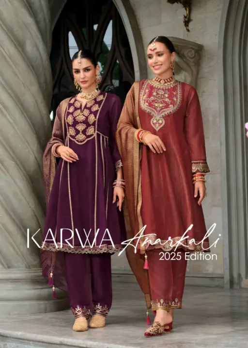 Lily And Lali Karwa Anarkali 2025 Silk Wholesale Readymade Collection