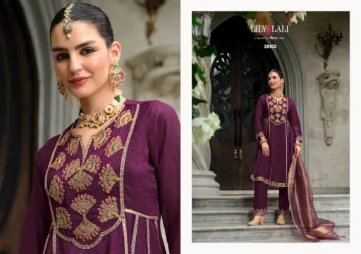Lily And Lali Karwa Anarkali 2025 Silk Wholesale Readymade Collection - Image 4