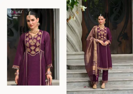 Lily And Lali Karwa Anarkali 2025 Silk Wholesale Readymade Collection - Image 5