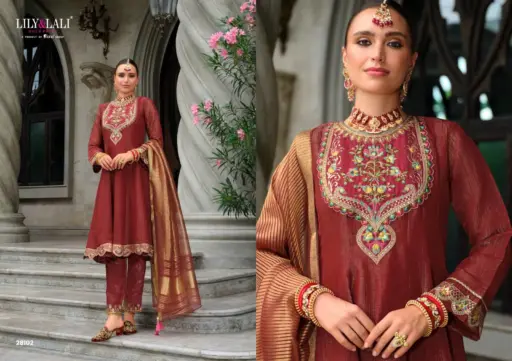 Lily And Lali Karwa Anarkali 2025 Silk Wholesale Readymade Collection - Image 6