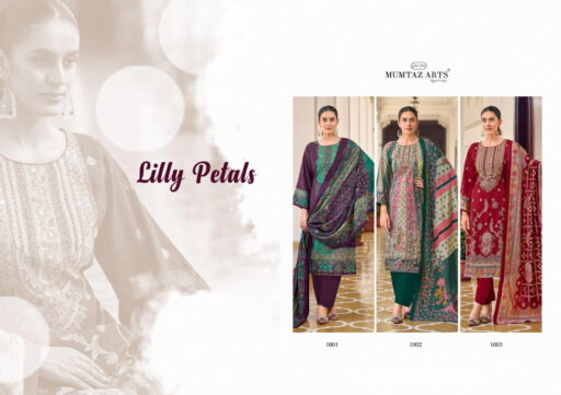 Mumtaz Lilly Petals Modal Silk Print Foil Handwork Wholesale Dress Material Collection - Image 6