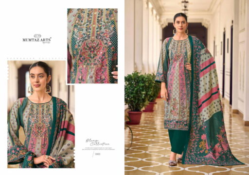 Mumtaz Lilly Petals Modal Silk Print Foil Handwork Wholesale Dress Material Collection - Image 4