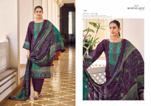 Mumtaz Lilly Petals Modal Silk Print Foil Handwork Wholesale Dress Material Collection - Image 5