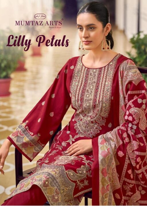 Mumtaz Lilly Petals Modal Silk Print Foil Handwork Wholesale Dress Material Collection