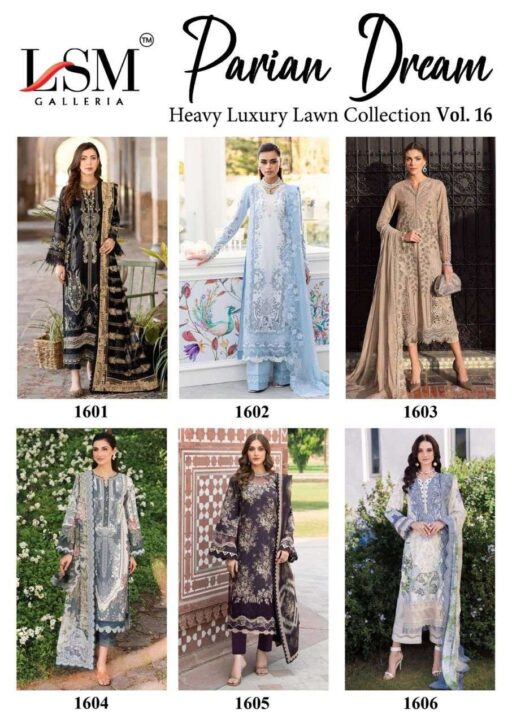 Lsm Parian Dream Vol 16 Lawn Cotton Printed Wholesale Karachi Dress Material Collection - Image 14