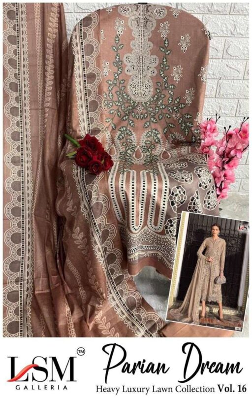 Lsm Parian Dream Vol 16 Lawn Cotton Printed Wholesale Karachi Dress Material Collection - Image 3