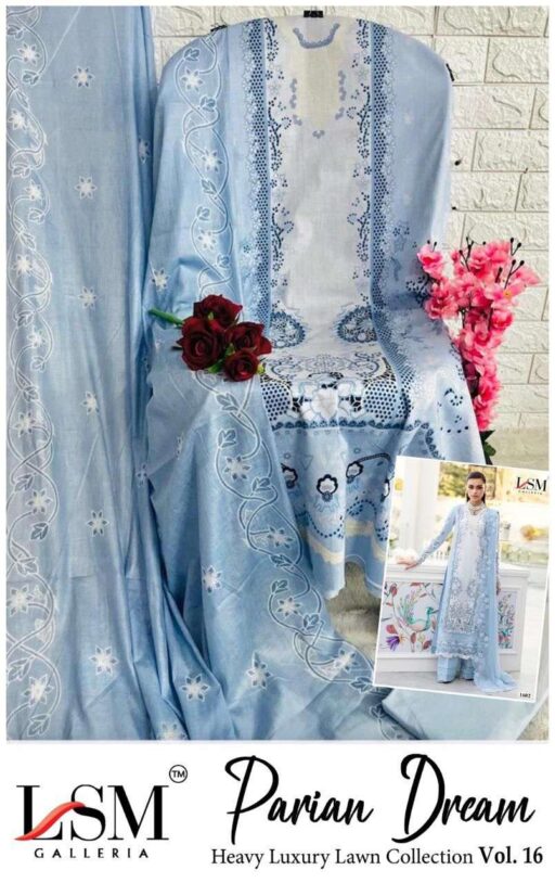 Lsm Parian Dream Vol 16 Lawn Cotton Printed Wholesale Karachi Dress Material Collection - Image 5