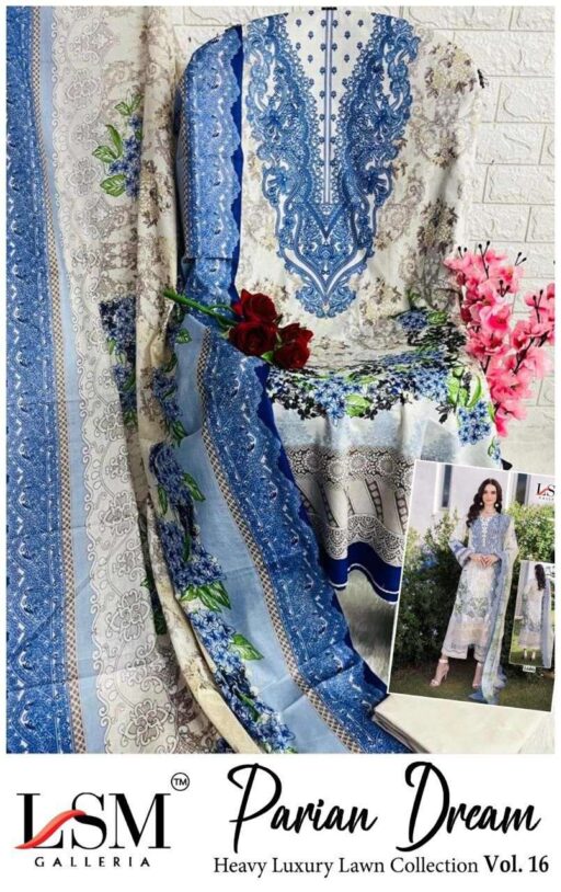 Lsm Parian Dream Vol 16 Lawn Cotton Printed Wholesale Karachi Dress Material Collection - Image 9