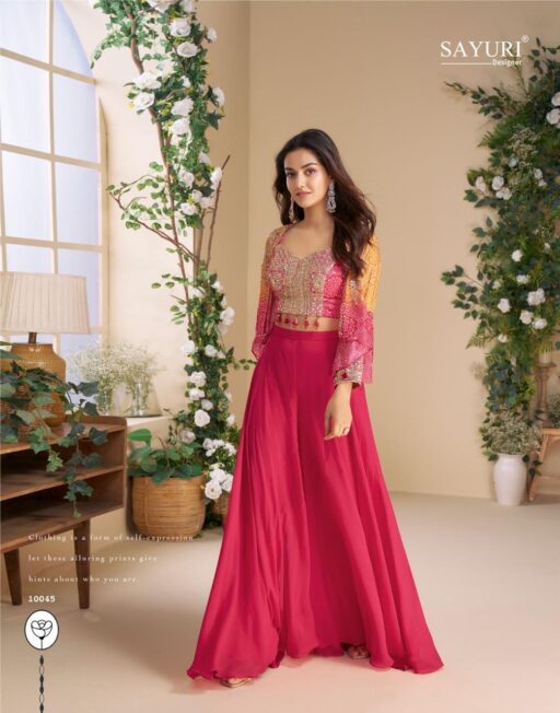 Sayuri Moon Real Chinon Silk / Premium Real Georgette Wholesale Indo Western Collection - Image 2