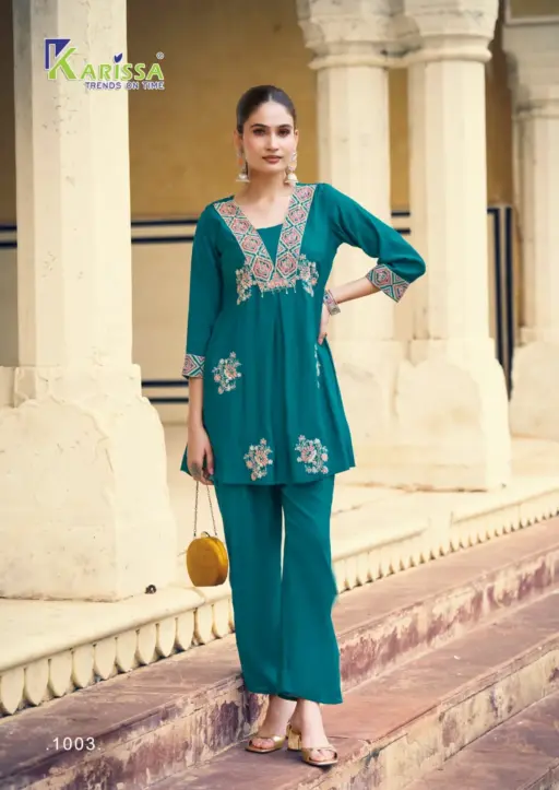 Karissa Mushq Premium pure Viscose Roman Wholesale Fancy Co-Ord Set Collection - Image 2