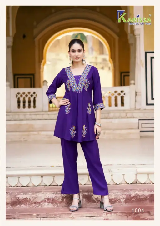 Karissa Mushq Premium pure Viscose Roman Wholesale Fancy Co-Ord Set Collection - Image 4