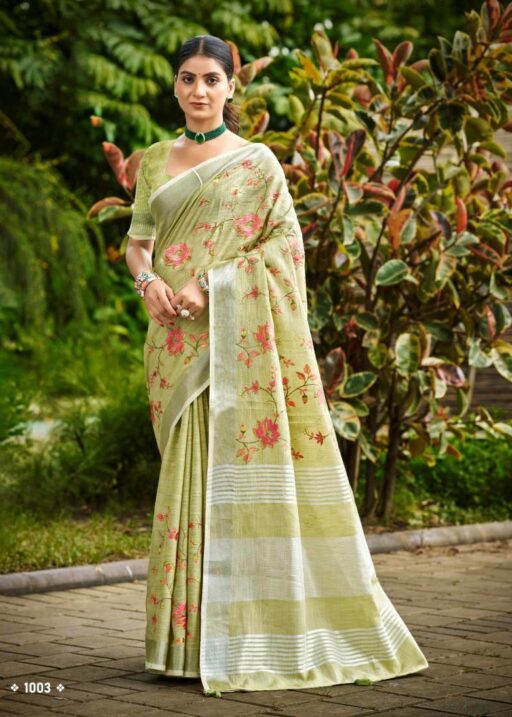 Bunawat Malvika Linen Vol 1 Beautiful Sangam Prints Wholesale Saree Collection